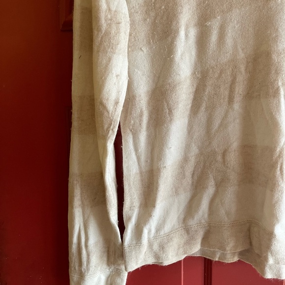 Angora Striped V-Neck hoodie Sweater - Picture 3 of 6